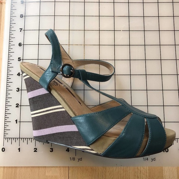 Steel Blue Wedge Sandals (worn twice!) - Picture 8 of 8
